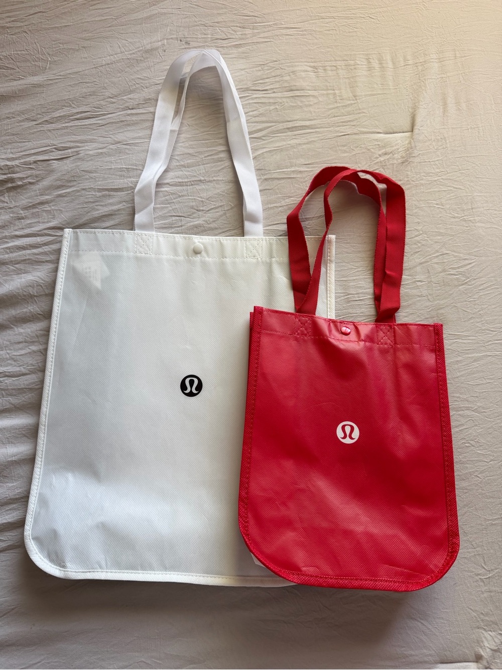 lululemon athletica White‎ and Red Reusable Tote Bags